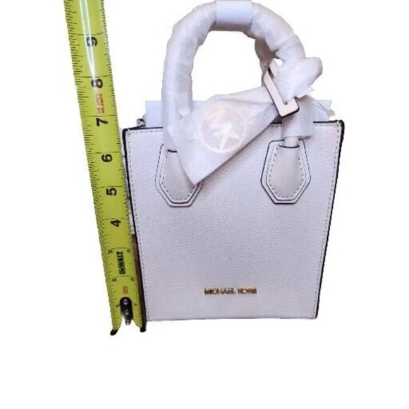 Michael Kors Mercer Extra Small Pebbled Leather Crossbody Bag Cream Minimalist - Picture 6 of 10